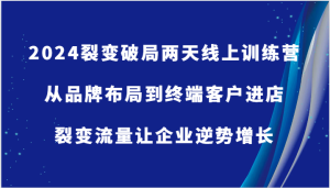2024裂变破局两天线上训练营-从品牌布局到终端客户进店,裂变流量让企业逆势增长-湘创网