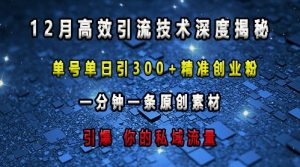 最新高效引流技术深度揭秘 ,单号单日引300+精准创业粉,一分钟一条原创素材,引爆你的私域流量-湘创网