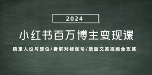 小红书百万博主变现课:确定人设与定位/拆解对标账号/选题文案视频全攻略-湘创网