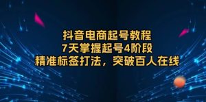 抖音电商起号教程,7天掌握起号4阶段,精准标签打法,突破百人在线-湘创网