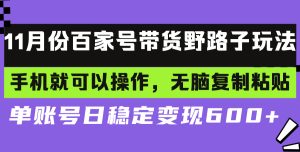 (13281期)百家号带货野路子玩法 手机就可以操作,无脑复制粘贴 单账号日稳定变现...-湘创网