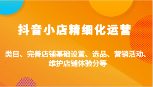 抖音小店精细化运营:类目、完善店铺基础设置、选品、营销活动、维护店铺体验分等-湘创网