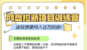 网盘拉新训练营3.0;零成本公域推广大作战,送给想要月入过万的你-湘创网