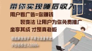 (13315期)带你实现睡后收入 裂变法让用户为你免费推广 不再为流量焦虑 小白轻松...-湘创网