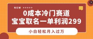 0成本冷门赛道,宝宝取名一单利润299,小白轻松月入过万-湘创网