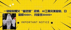 一键复刻爆火“幽灵娘”视频,AI工具完美复刻,日吸粉1000+,月变现过W-湘创网
