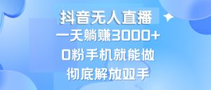 (13038期)抖音无人直播,一天躺赚3000+,0粉手机就能做,新手小白均可操作-湘创网