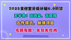 2025支付宝分成计划6.0玩法,合作模式,靠管道收益实现躺赚!-湘创网