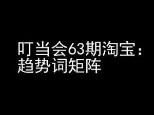 《淘宝天猫打爆班》原创高阶技术第63期,趋势词矩阵技术和玩法-湘创网
