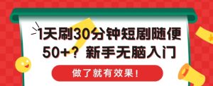1天刷30分钟短剧随便50+?新手无脑入门,做了就有效果!-湘创网