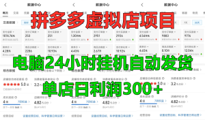 拼多多虚拟店铺项目,电脑挂机自动发货,单店日利润300+-湘创网