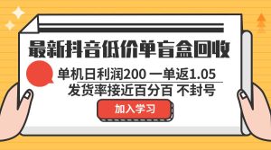 (13092期)最新抖音低价单盲盒回收 一单1.05 单机日利润200 纯绿色不封号-湘创网