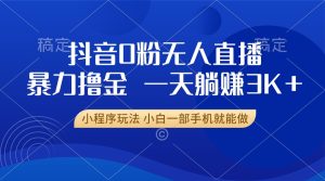 (13449期)抖音0粉无人直播暴力掘金,一天躺赚3K+,小白一部手机就能做-湘创网