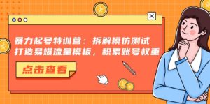(13184期)暴力起号特训营:拆解模仿测试,打造易爆流量模板,积累账号权重-湘创网