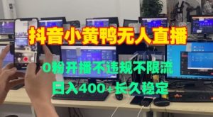 DY小黄鸭无人直播,0粉开播不违规不限流 日入4张,长久稳定-湘创网