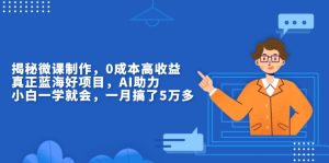(13838期)揭秘微课制作,0成本高收益,真正蓝海好项目,AI助力,小白一学就会,...-湘创网