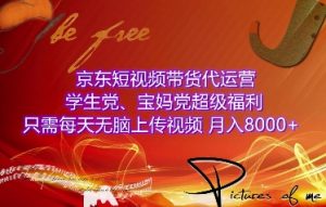 京东短视频带货代运营,学生党、宝妈党超级福利,只需每天无脑上传视频,月入8000+【仅揭秘】-湘创网