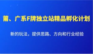 莆、广系F牌独立站精品孵化计划,新的玩法,提供思路、方向和行业经验-湘创网