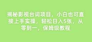 揭秘影视台词项目,小白也可直接上手实操,轻松日入5张,从零到一,保姆级教程-湘创网