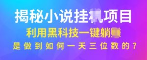 揭秘小说项目,利用黑科技一键躺Z模式,是如何做到一天三位数的-湘创网