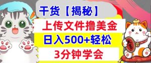 上传文件撸美金,新项目0门槛,3分钟学会,日入几张,真正被动收入-湘创网