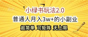 小绿书玩法2.0,超简单,普通人月入3w+的小副业,可批量放大-湘创网
