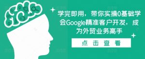 学完即用,带你实操0基础学会Google精准客户开发,成为外贸业务高手-湘创网