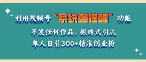 利用微信视频号系统提醒功能,引流精准创业粉,无需发布任何作品,单人单日引流300+创业粉-湘创网