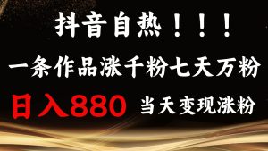 抖音小红书自热,一条作品1000粉,7天万粉,单日变现880收益-湘创网