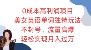 0成本高利润项目,美女英语单词独特玩法,不封号,流量高爆,轻松实现月入过W-湘创网