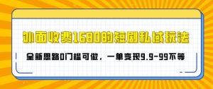 外面收费1680的短剧私域玩法，全新思路0门槛可做，一单变现9.9-99不等-湘创网