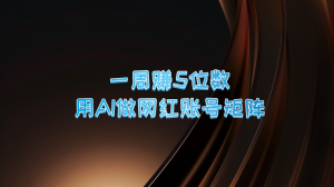 一周赚5位数,用AI做网红账号矩阵,现在的AI功能实在太强大了-湘创网