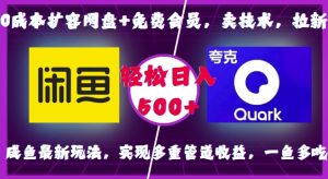 0成本扩容网盘+免费会员,卖技术,拉新,咸鱼最新玩法,实现多重管道收益,一鱼多吃,轻松日入500+-湘创网