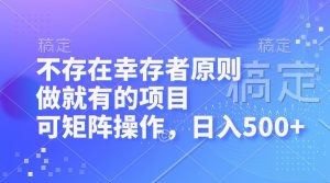 (12989期)不存在幸存者原则,做就有的项目,可矩阵操作,日入500+-湘创网
