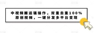 中视频搬运骚操作,双重去重100%原创视频,一键分发多平台变现,新手小白无脑操作-湘创网