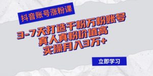 (12857期)抖音账号涨粉课:3-7天打造千粉万粉账号,真人真粉价值高,实操月入3万+-湘创网