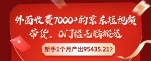外面收费7000+的京东短视频带货，0门槛无脑搬运，新手1个月产出95435.21?-湘创网