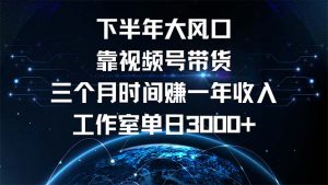 (12849期)下半年风口项目,靠视频号带货三个月时间赚一年收入,工作室单日3000+-湘创网