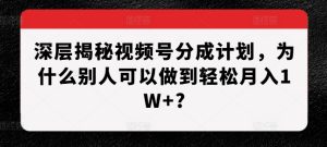 深层揭秘视频号分成计划，为什么别人可以做到轻松月入1W+?-湘创网