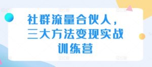 社群流量合伙人,三大方法变现实战训练营-湘创网