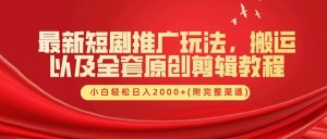 最新短剧推广玩法,搬运以及全套原创剪辑教程(附完整渠道),小白轻松日入2000+-湘创网