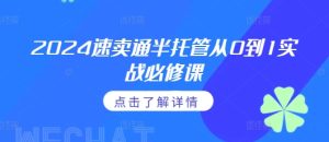2024速卖通半托管从0到1实战必修课,掌握通投广告打法、熟悉速卖通半托管的政策细节-湘创网