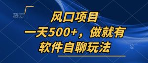(13087期)一天500+,只要做就有,软件自聊玩法-湘创网