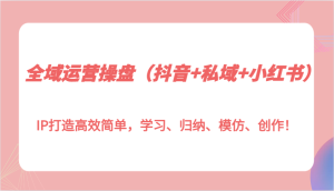 全域运营操盘(抖音+私域+小红书)IP打造高效简单,学习、归纳、模仿、创作!-湘创网