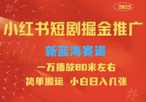 小红书短剧推广,蓝海新赛道,一万播放80元左右,简单搬运适合小白日入几张-湘创网