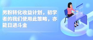 男粉转化收益计划,初学者的我们使用此策略,亦能日进斗金-湘创网