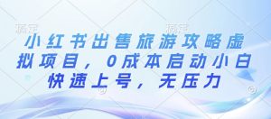 小红书出售旅游攻略虚拟项目,0成本启动小白快速上号,无压力-湘创网