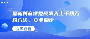 最新抖音短视频两天上千粉万粉方法,安全稳定-湘创网