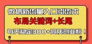 (13897期)微信新流量入口引流术,布局关键词+长尾,每天稳定300+高质创业粉!-湘创网