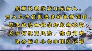 (14047期)前期只需投资10元加入,日入几千甚至更多的全新项目。每天被动加微信好...-湘创网